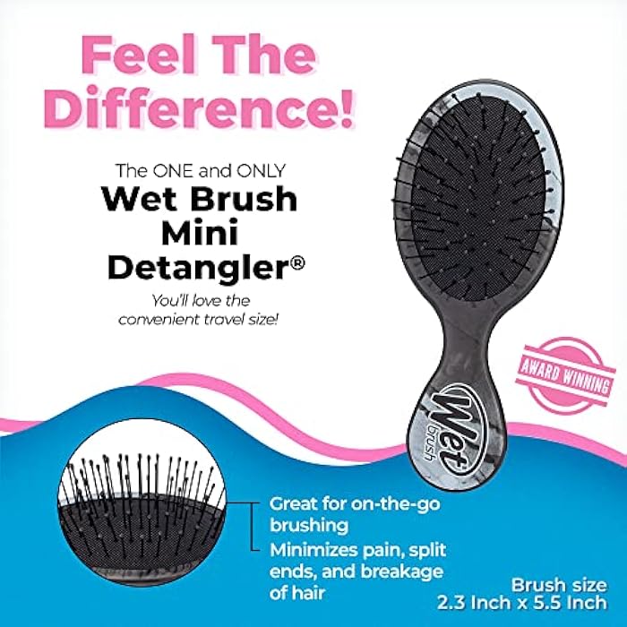 Wet Brush Squirt Detangler Hair Brushes, Gravel - Mini Detangling Comb with Ultra-Soft IntelliFlex Bristles Glide Through Tangles with Ease - Pain-Free Hair Accessories for All Hair Types - Image 3